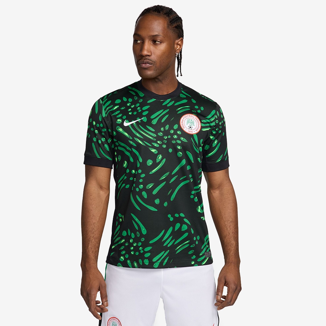 Nike Nigeria 2024 Dri-FIT Stadium SS Away Shirt - Black/Lucky Green ...