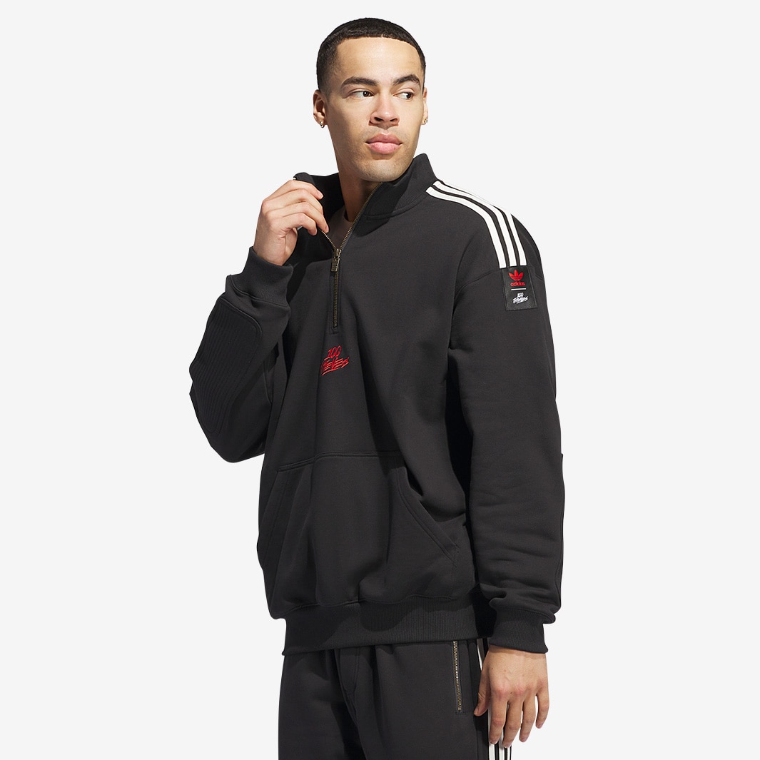 adidas Originals x 100 Thieves 1/2-Zip - Black - Tops - Mens Clothing ...