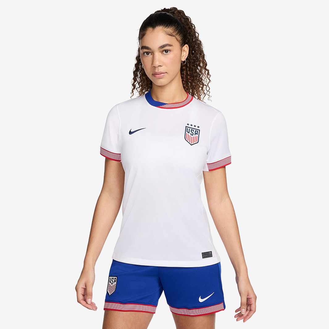 Nike USA 2024 Womens Dri-FIT Stadium SS Home Jersey - White - Womens ...