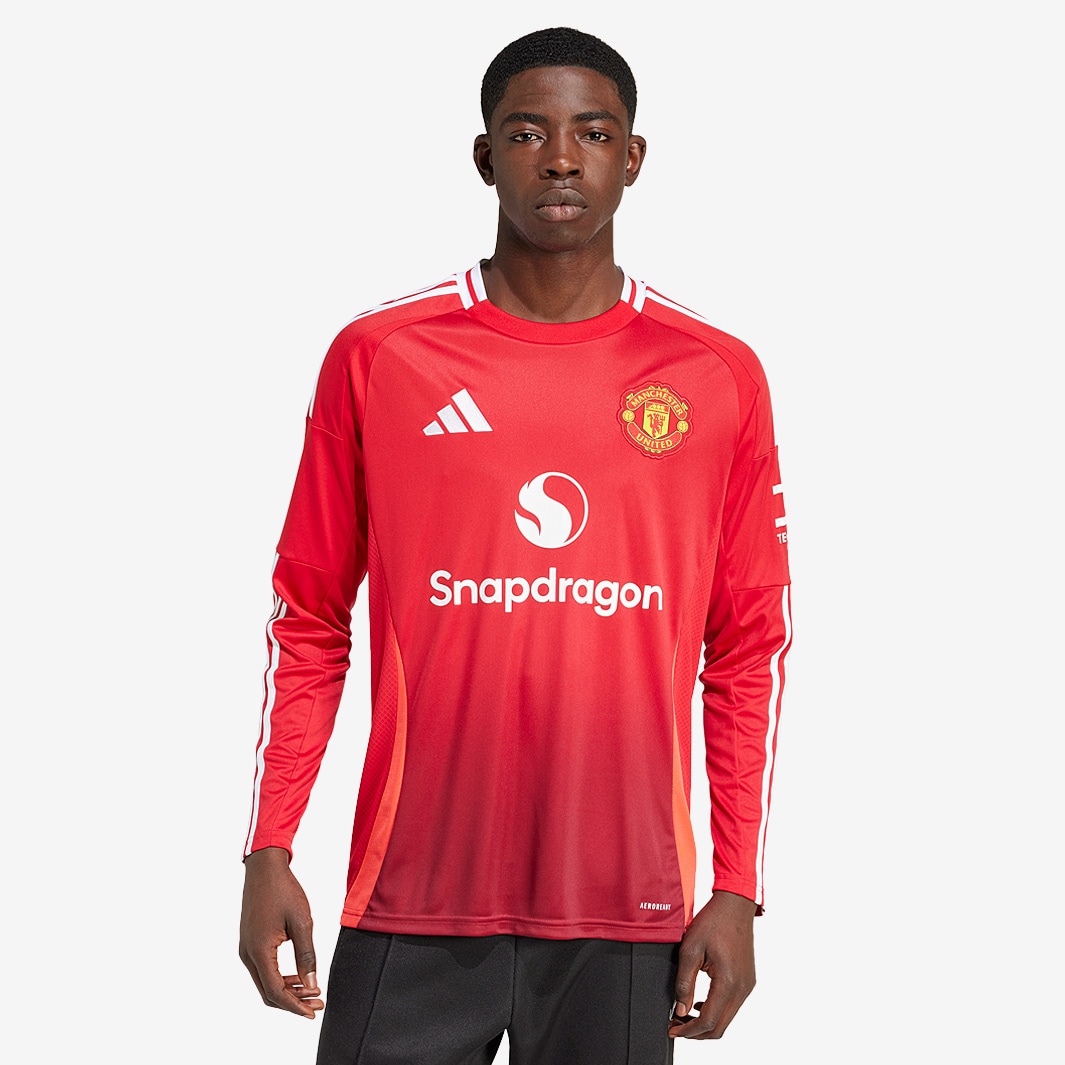 adidas Manchester United 24/25 LS Home Shirt - MUFC Red - Mens Replica ...