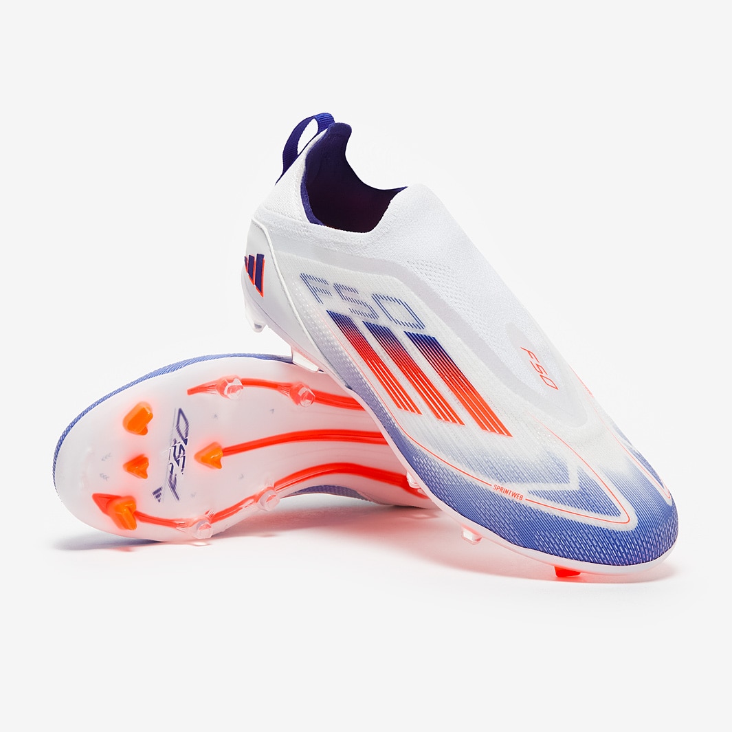 adidas Kids F50 Pro Laceless Firm Ground - Ftwr White/Solar Red/Lucid ...