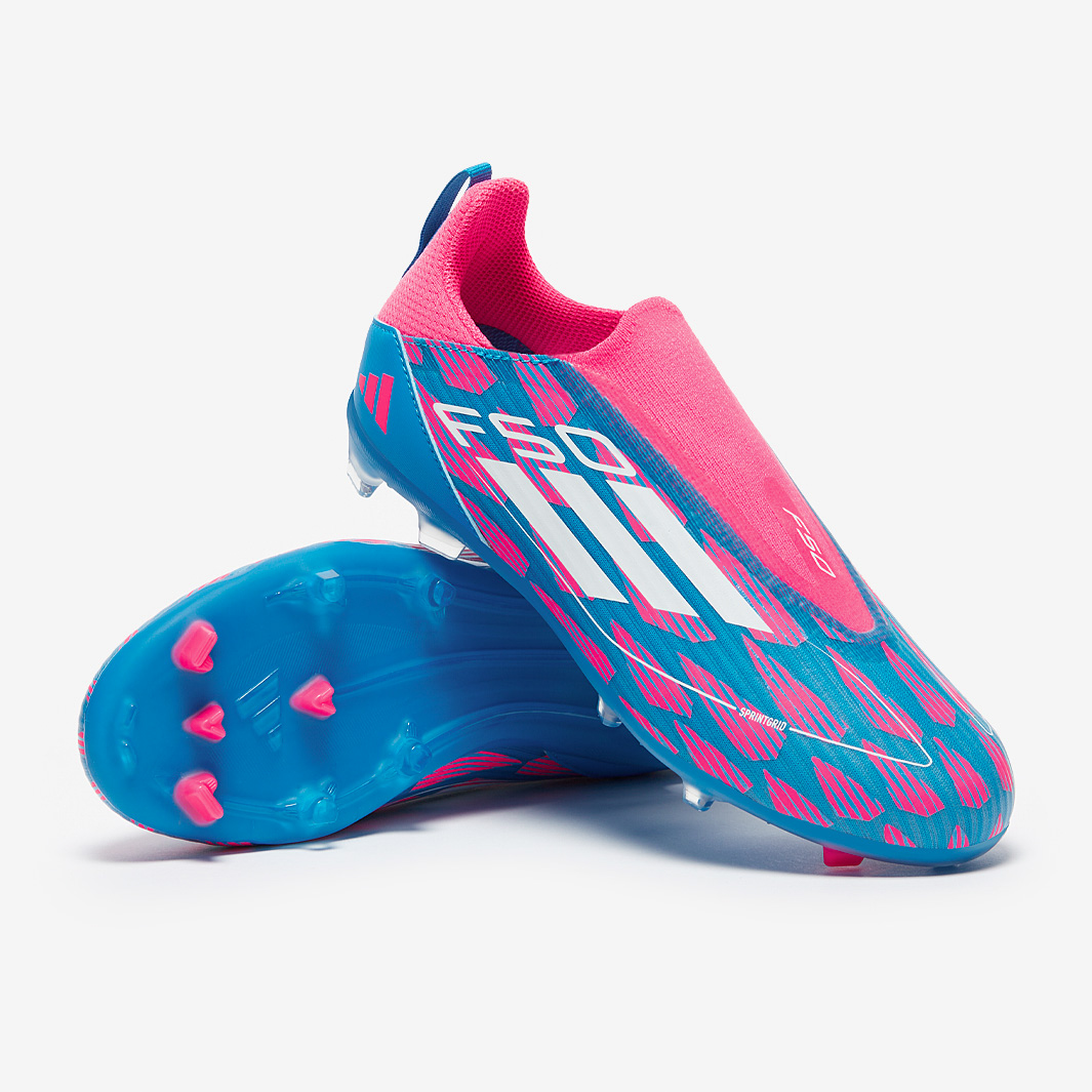Adidas Kids F50 League Laceless Firm Ground Mixed Ground Solar Blue 