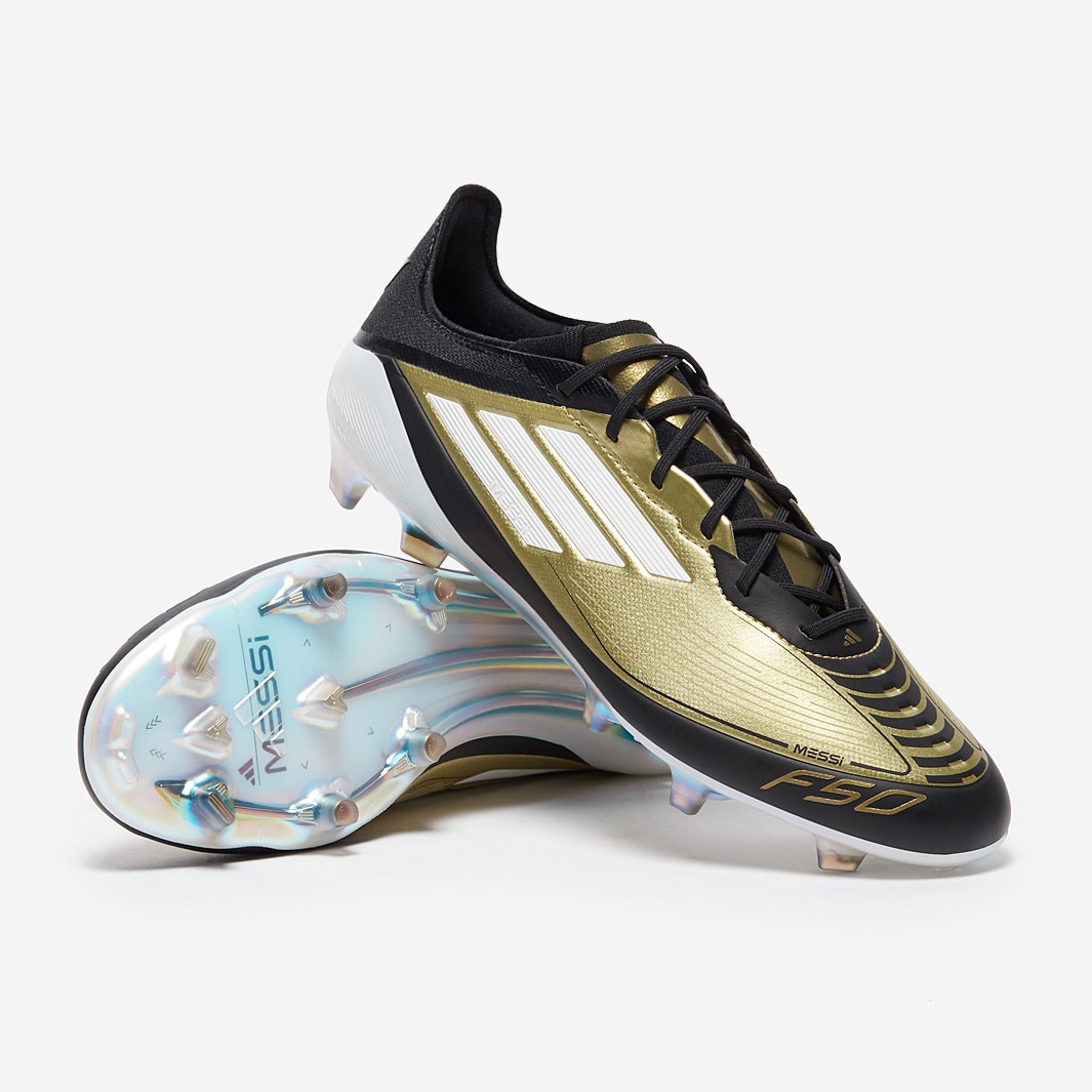 adidas F50 x Messi Elite Firm Ground Gold Met Ftwr White Core Black Adult Boots Pro Direct Soccer