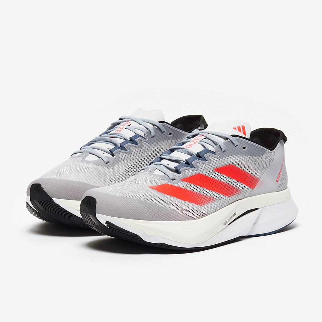 adidas adizero Boston 12 Halo Silver/Solar Red/Dash Grey Mens