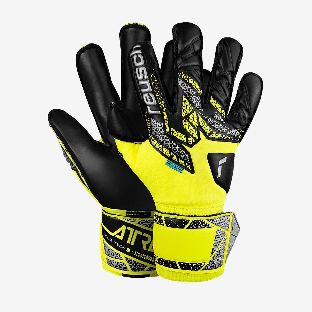 Reusch Attrakt Duo Evolution Safety Yellow Silver Black Mens Gk Gloves Pro Direct Soccer