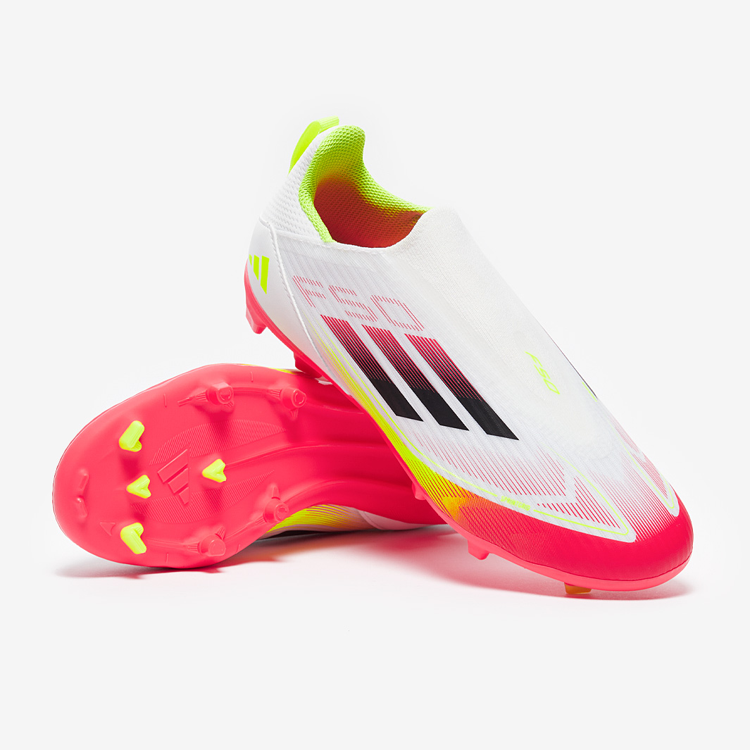 Adidas Kids F50 League Laceless Firm Ground Mixed Ground White Black 