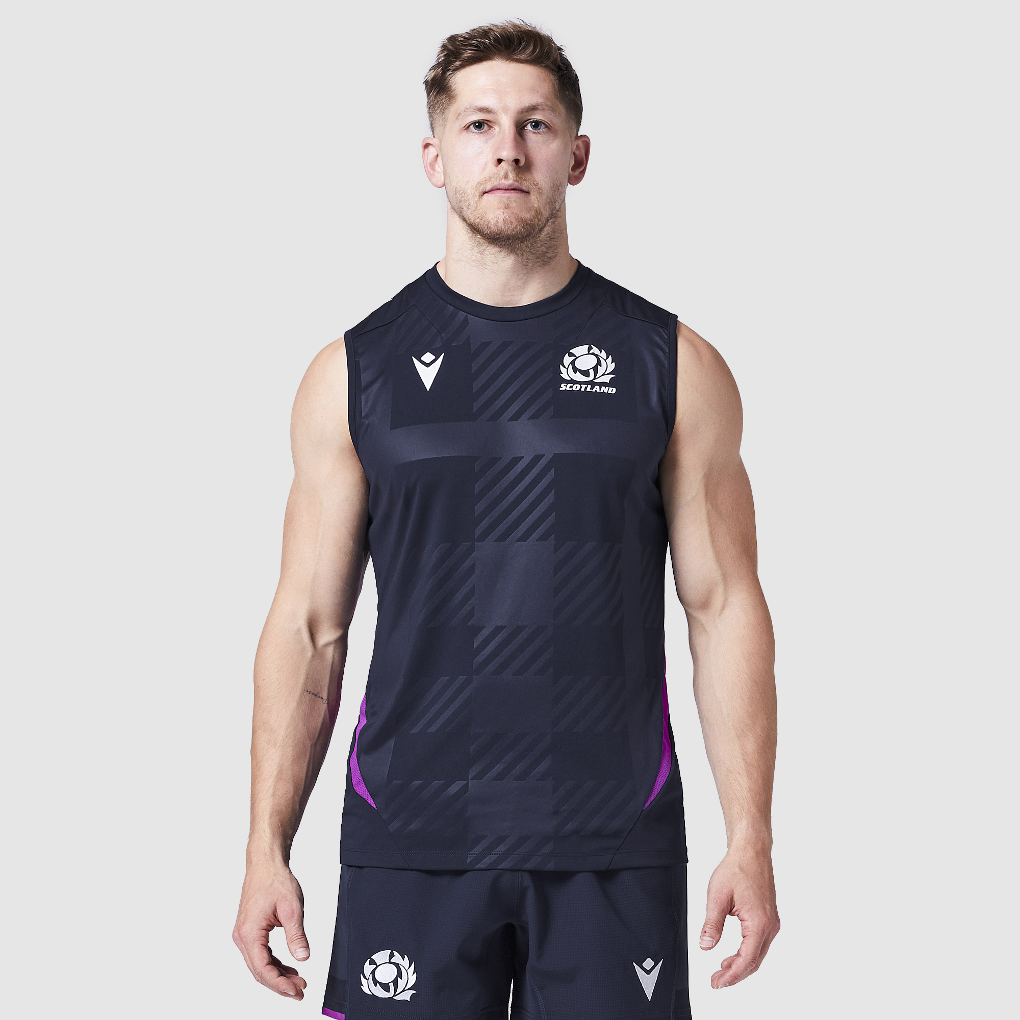 Macron Scotland 25 26 Training Poly Singlet Navy