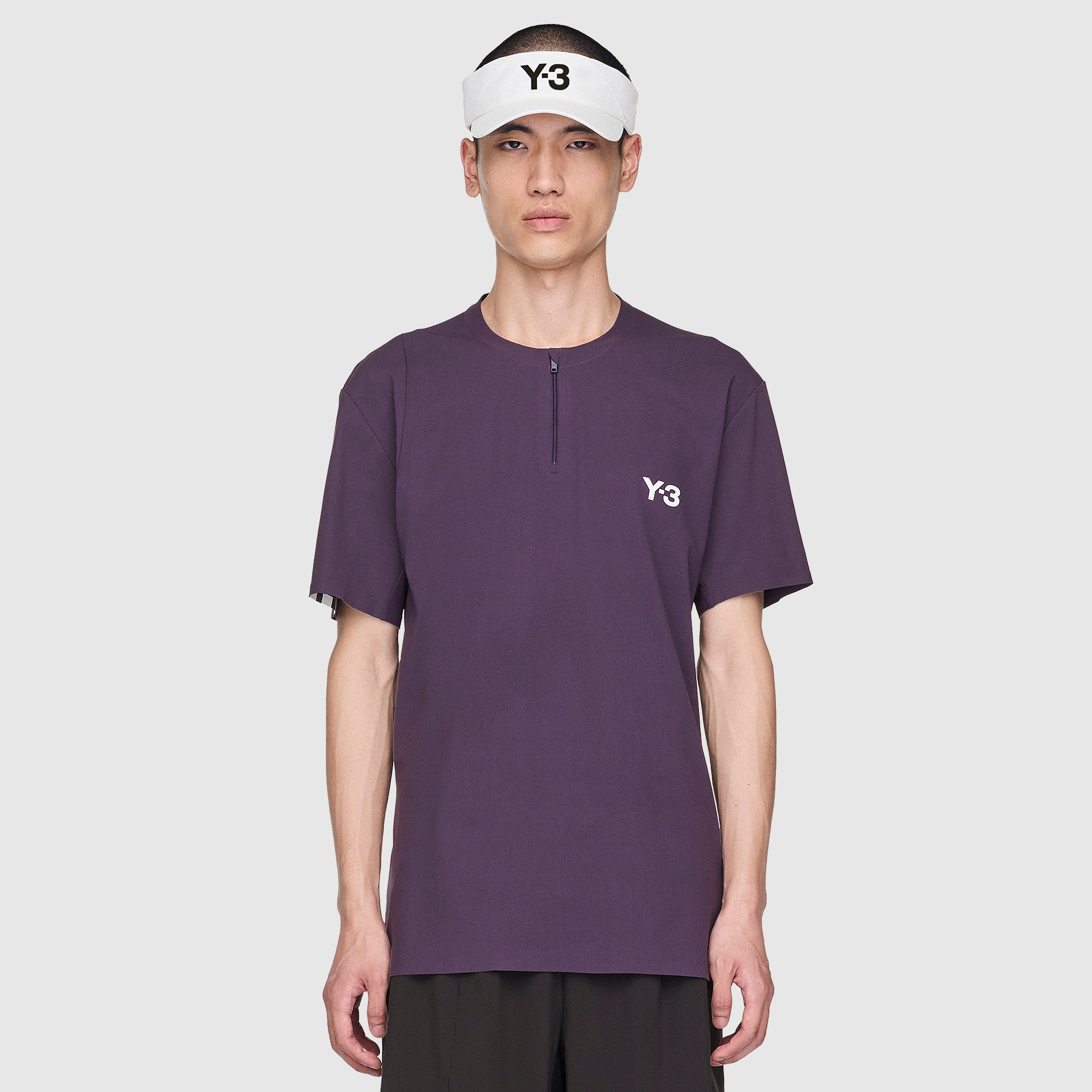 adidas Y Tennis Zip T-Shirt Aurora Plum Mens Clothing