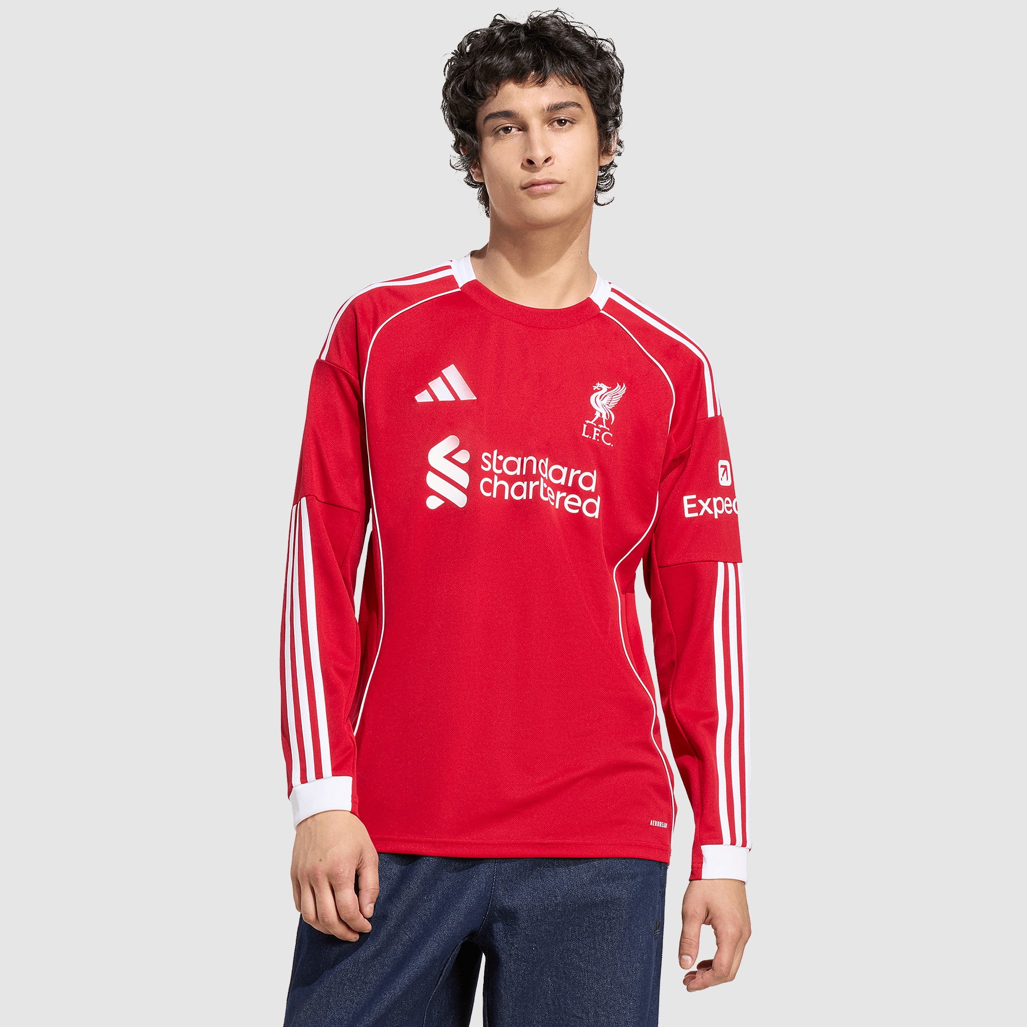 adidas Liverpool 25/26 LS Home Shirt - Strawberry Red - Mens