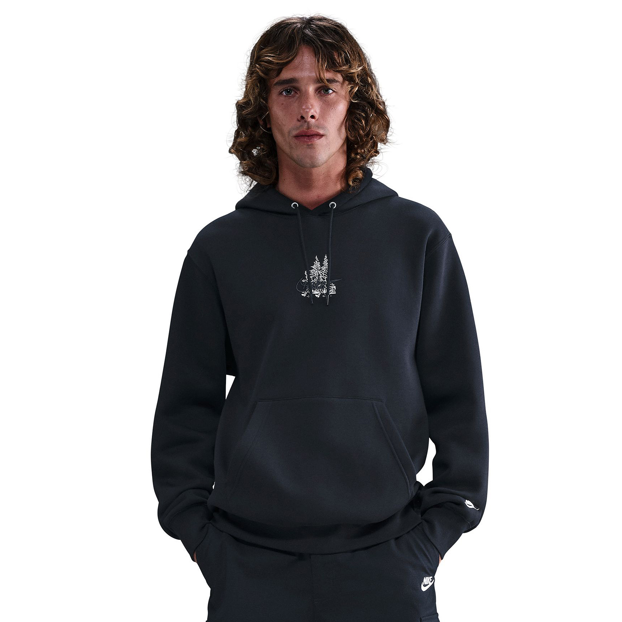 Nike Sportswear Club Pullover Fleece Hoodie White Black