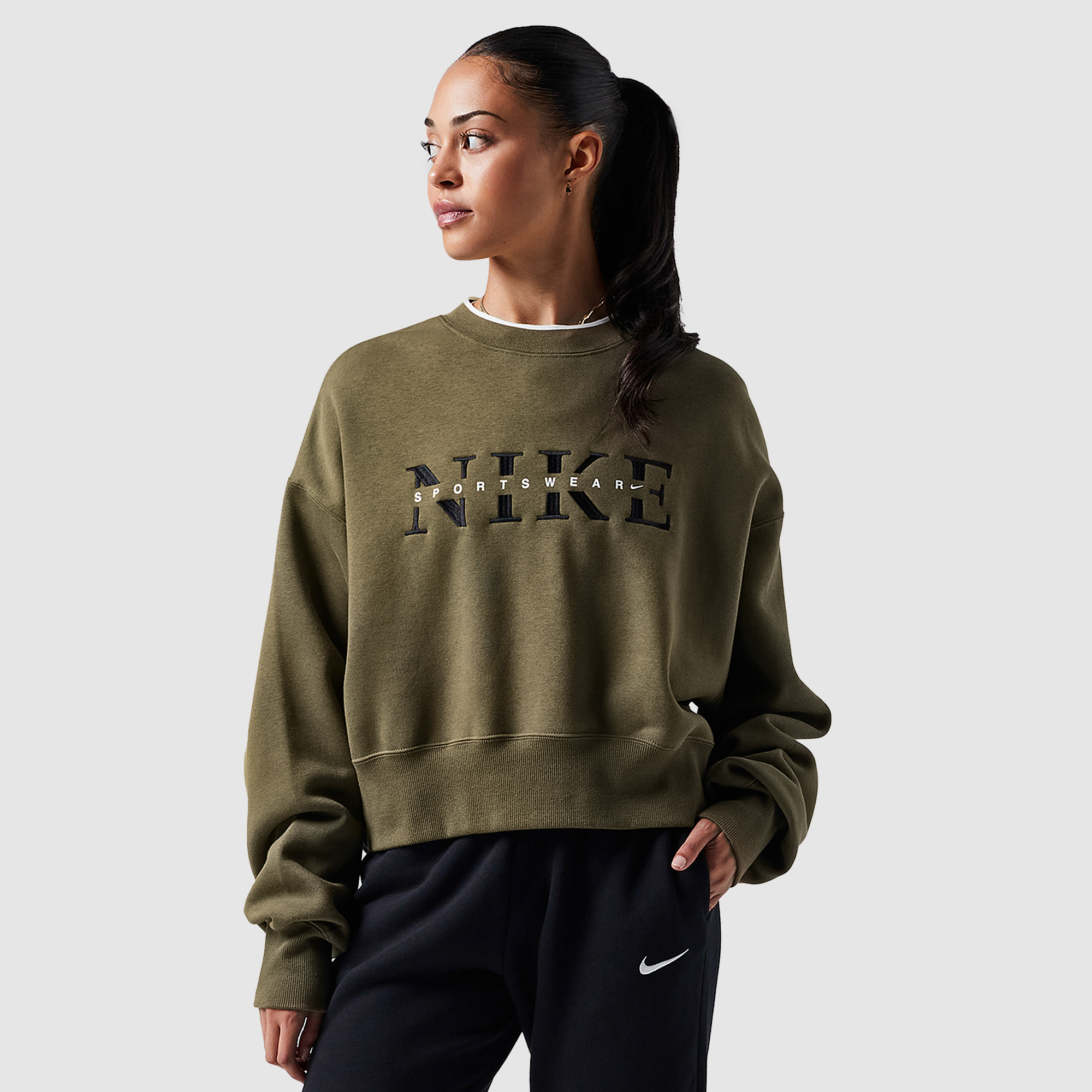 Nike Sportswear Womens Phoenix Fleece Crew Sweatshirt Brown