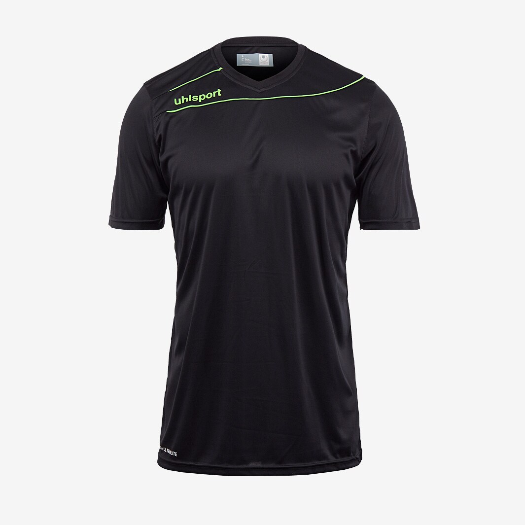 Uhlsport Stream 3.0 SS Jersey - Mens Football Teamwear - Black/Green ...