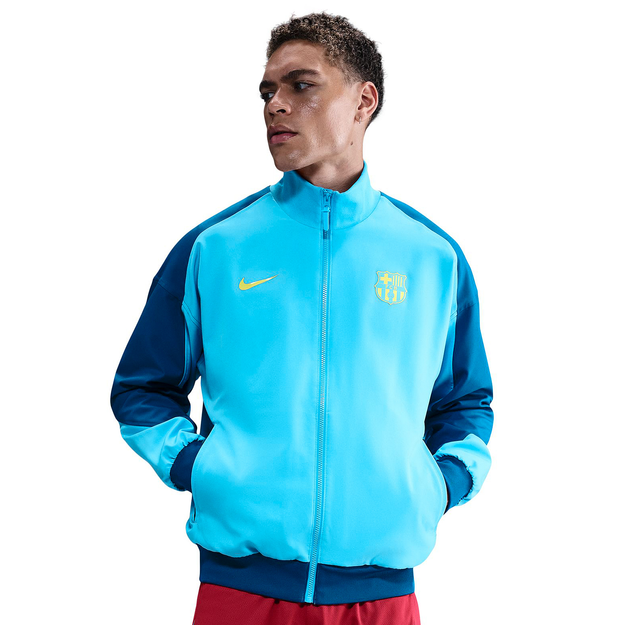 Vente Survetement de Foot - Veste FC Barcelone Bleu Marine/Orange 2017