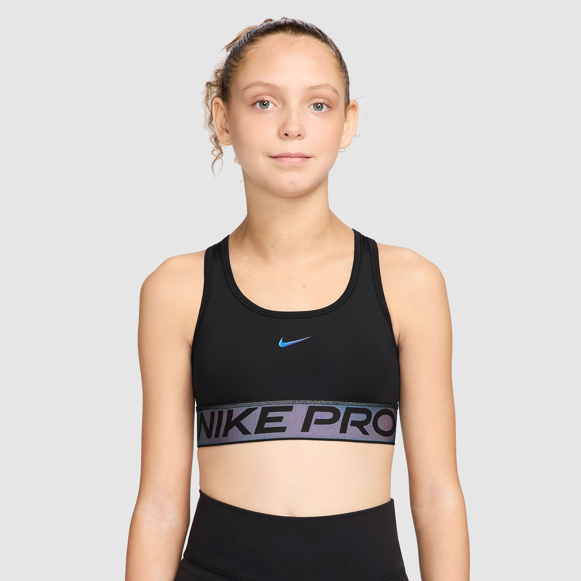 Nike  Kids Black Pro Older Girls Swoosh Sports Bra 8 15Y Extra Large