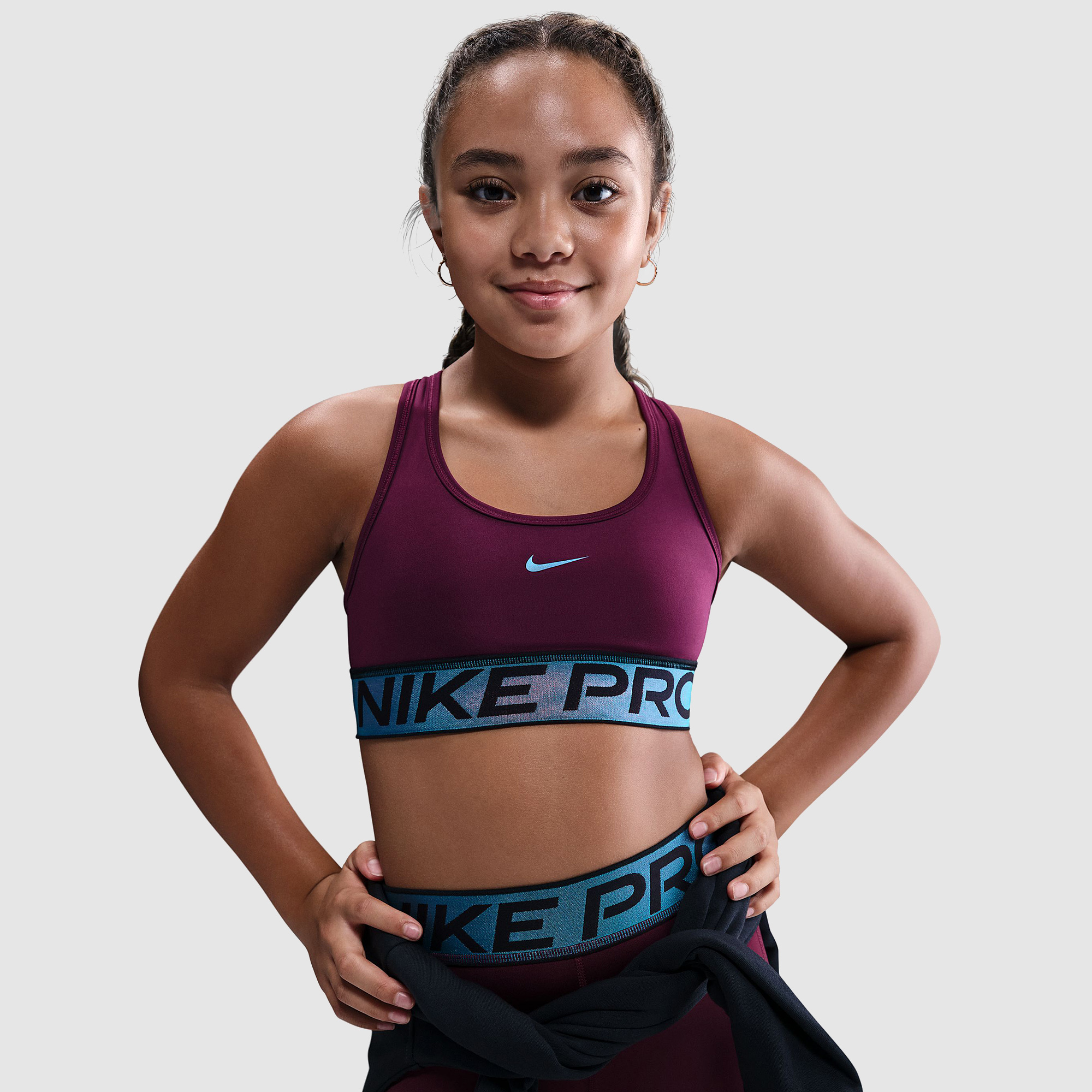 Nike  Kids Red Pro Older Girls Swoosh Sports Bra 8 15Y Bordeaux Black Extra Large
