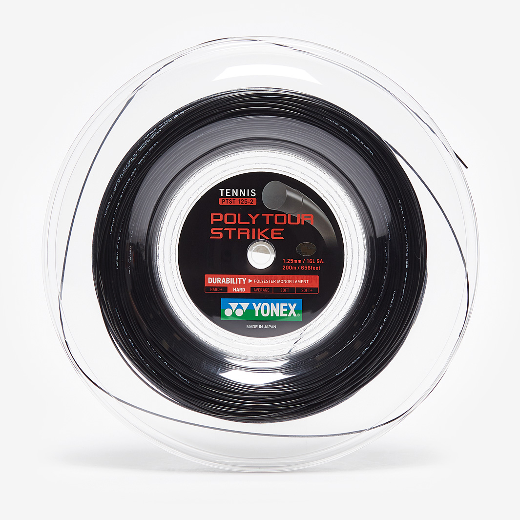 Yonex PolyTour Strike 200m Tennis String Reel - Cool Black - String ...