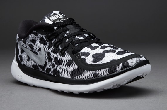 Womens Nike Nike Free Run Leopard Print Nike Girls Free Print (GS) Girls  Shoes Black Metallic