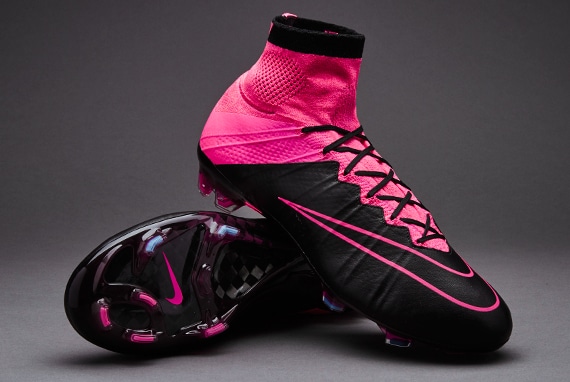 Nike Mercurial Superfly Piel FG-Botas de fútbol Terrenos Firmes-Negro-Hiper-Rosa-Rosa | Pro:Direct Soccer