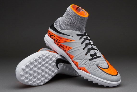 Nike HypervenomX Proximo TF para niños -Zapatillas Cesped sintetico-Gris-Naranja-Negro Pro:Direct Soccer