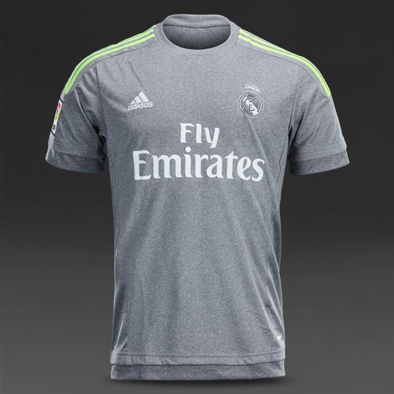 adidas Real Madrid 15/16 Away Shirt - Grey/Solar Yellow