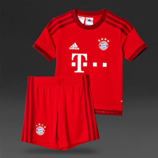 Representación prosa Acuerdo Soccer Kits - adidas FC Bayern 15/16 Home Mini Kit - Replica Apparel - True  Red/Craft Red 
