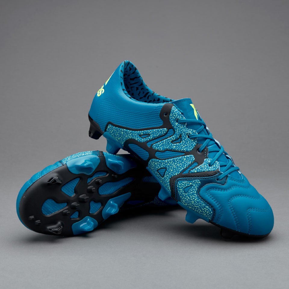adidas X 15.1 piel -Botas fútbol-Terrenos firmes- Azul solar/Amarillo/Negro | Pro:Direct Soccer