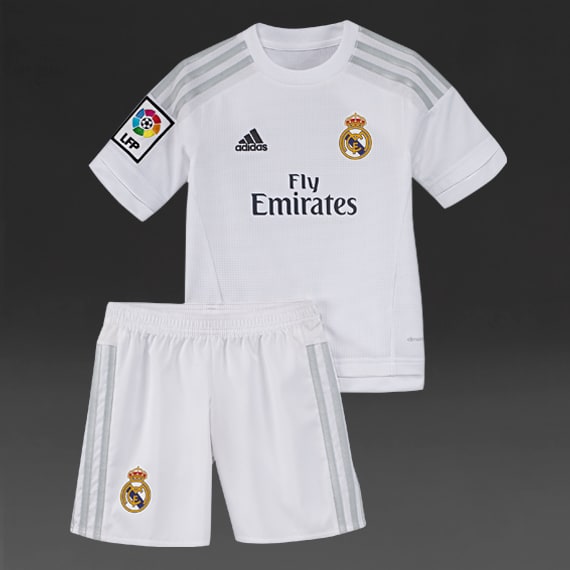 Abierto Proscrito trimestre Infants Kit - adidas Real Madrid 15/16 Home Mini Kit - Infants Replica  Apparel - White/Clear Grey 