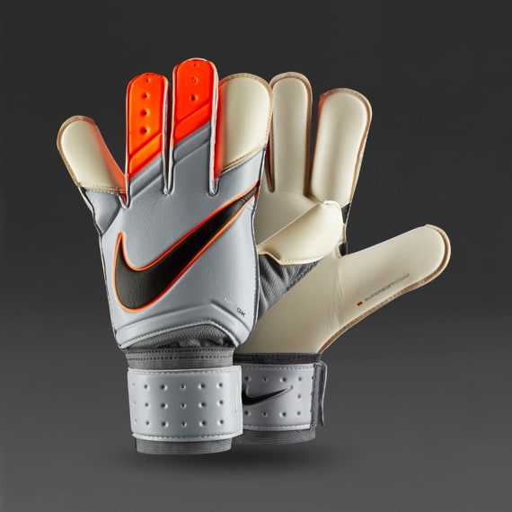 Nike GK Grip 3 Goalie Gloves Goalkeeping Grey/Total Orange/Black