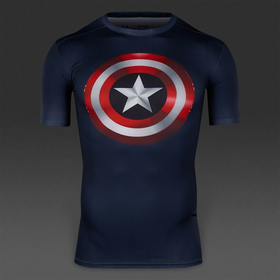 Camiseta de compresión Under Armour Capitán América 2.0-Ropa técnica hombre-Azul Pro:Direct Soccer