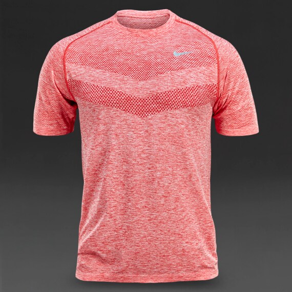 Nike Dri Fit Knit Short Sleeve Mens Clothing University Red HTR Reflective Silv Pro Direct Running