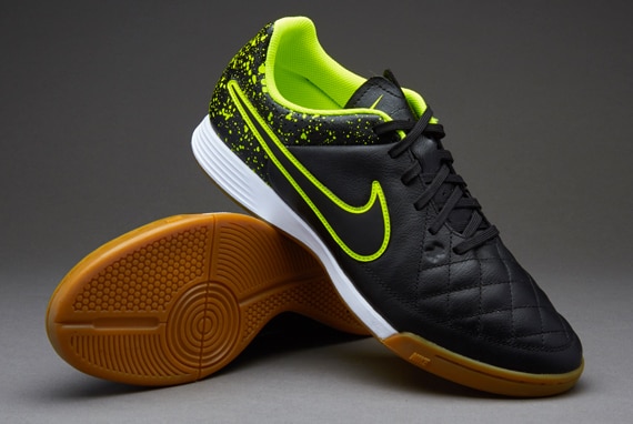 Mayordomo formar cajón Nike Tiempo Genio Leather IC - Soccer Cleats - Indoor - Black/Black/Volt 
