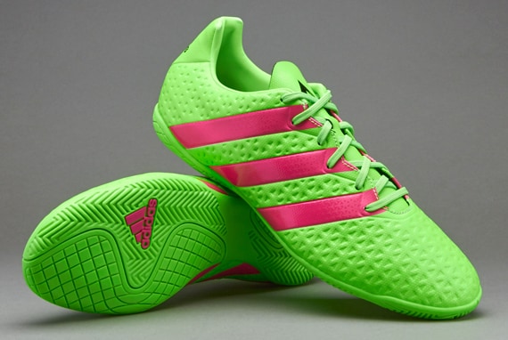 adidas ACE 16.4 IN - Mens Soccer Shoes - Indoor Solar Green/Shock Pink/Core Black