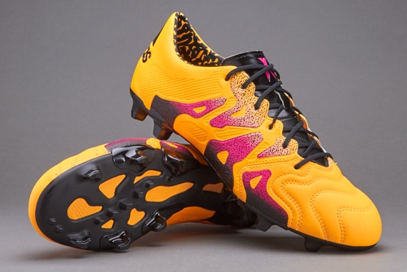 adidas X 15.1 FG/AG Leather Shoes - Firm Ground - Solar Gold/Shock Pink/Core Black