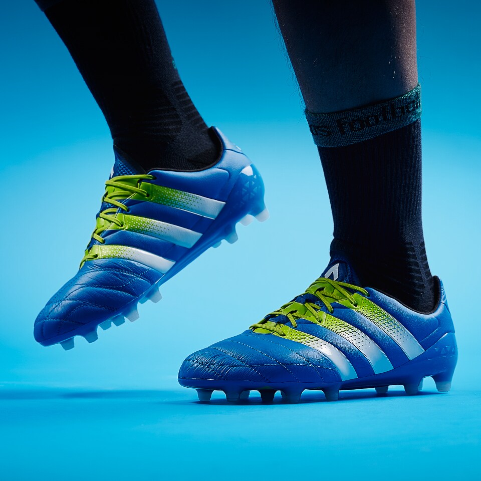 adidas ACE 16.1 FG-AG Piel-Botas de futbol-Terrenos firmes-Azul-Solar | Pro:Direct