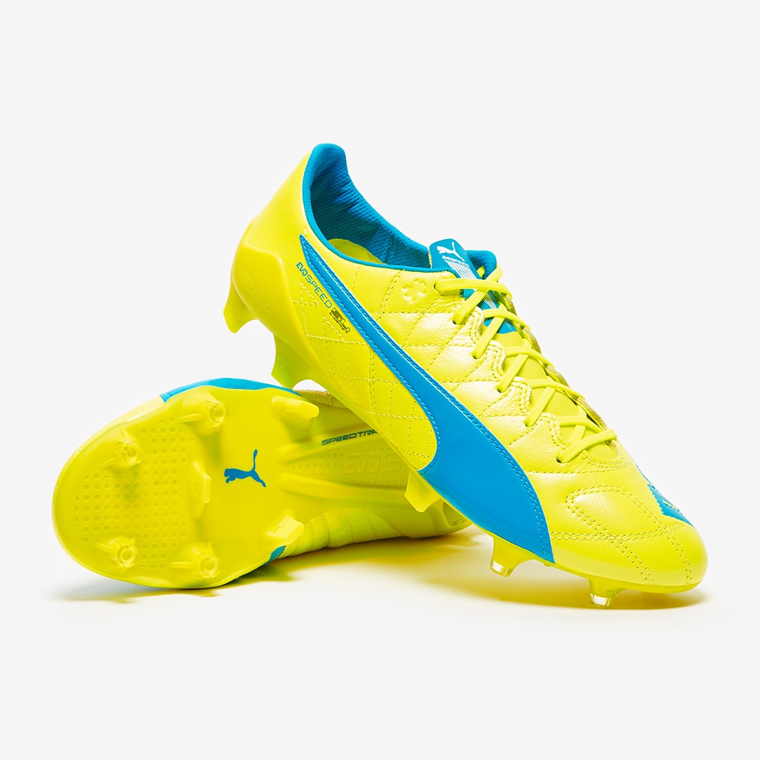 Absorberend Sinewi Bully PUMA evoSPEED SL Leather FG - Mens Boots - Firm Ground - Safety  Yellow/Atomic Blue/White 