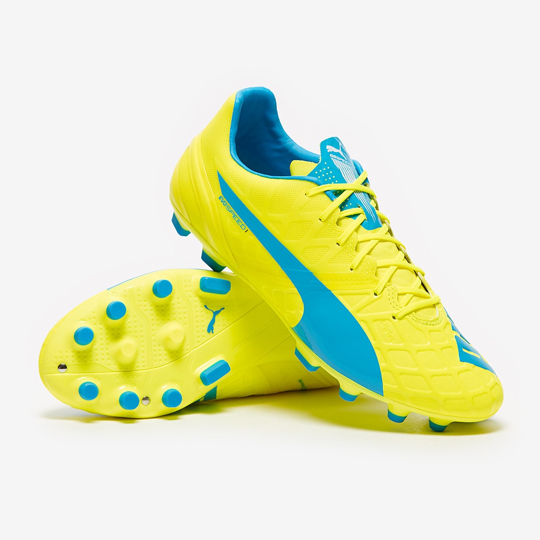Puma evoSPEED 1.4 AG - Boots Artificial Grass Safety Yellow/Atomic | Pro:Direct Soccer