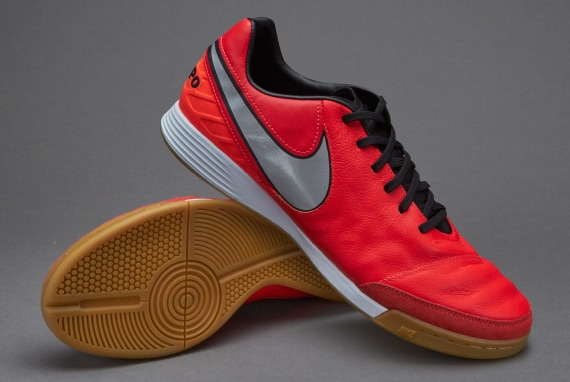 Nike Tiempo IC - Mens Soccer Shoes - Indoor - Light Crimson/Metallic Silver/Total Crimson