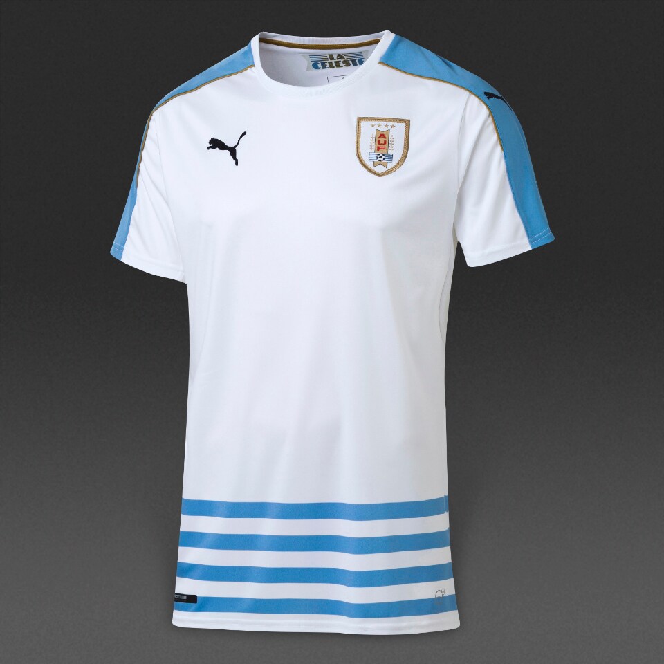 Puma Uruguay Away Replica Jersey - Replica Clothing - White/Silver Lake ...