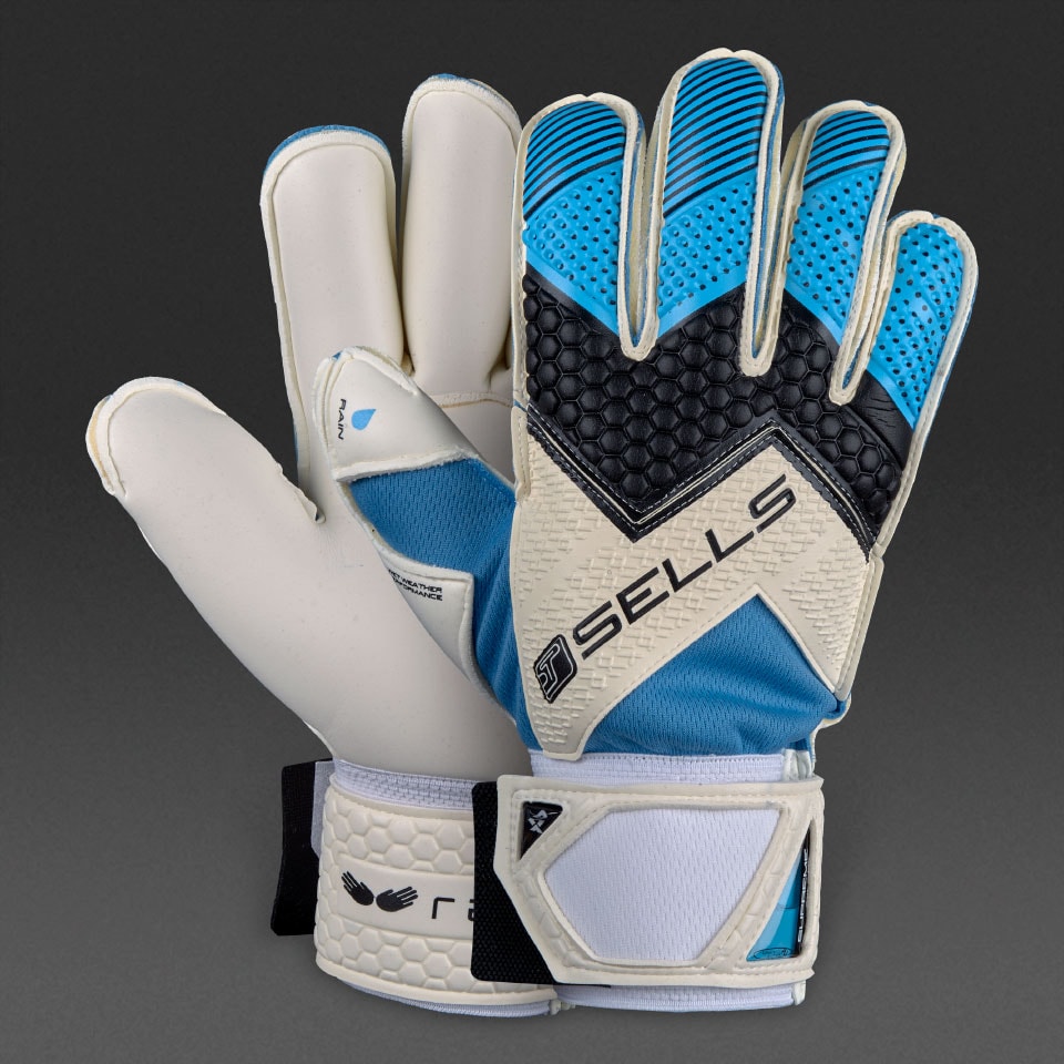 Sells Wrap Aqua Pro GK Gloves - Mens GK Gloves - White/Aqua Blue/Black