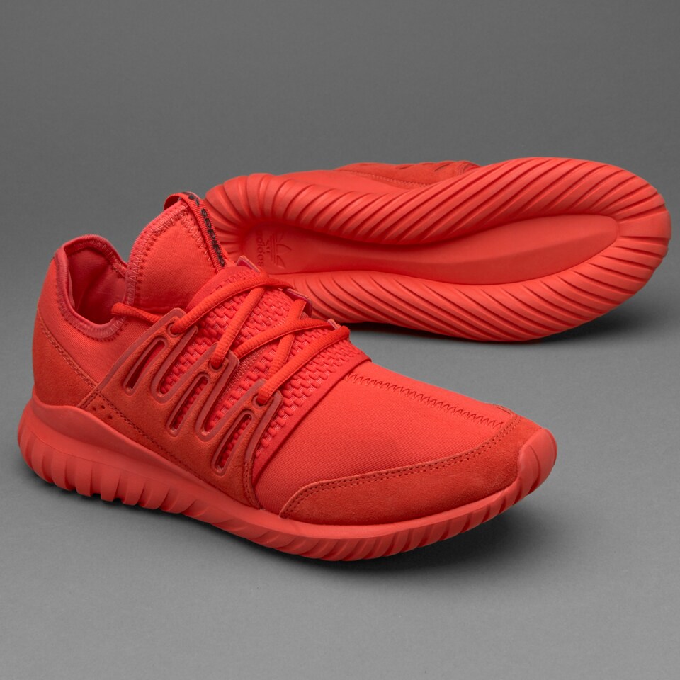 Adidas originals mens tubular outlet radial trainers red/red/core black