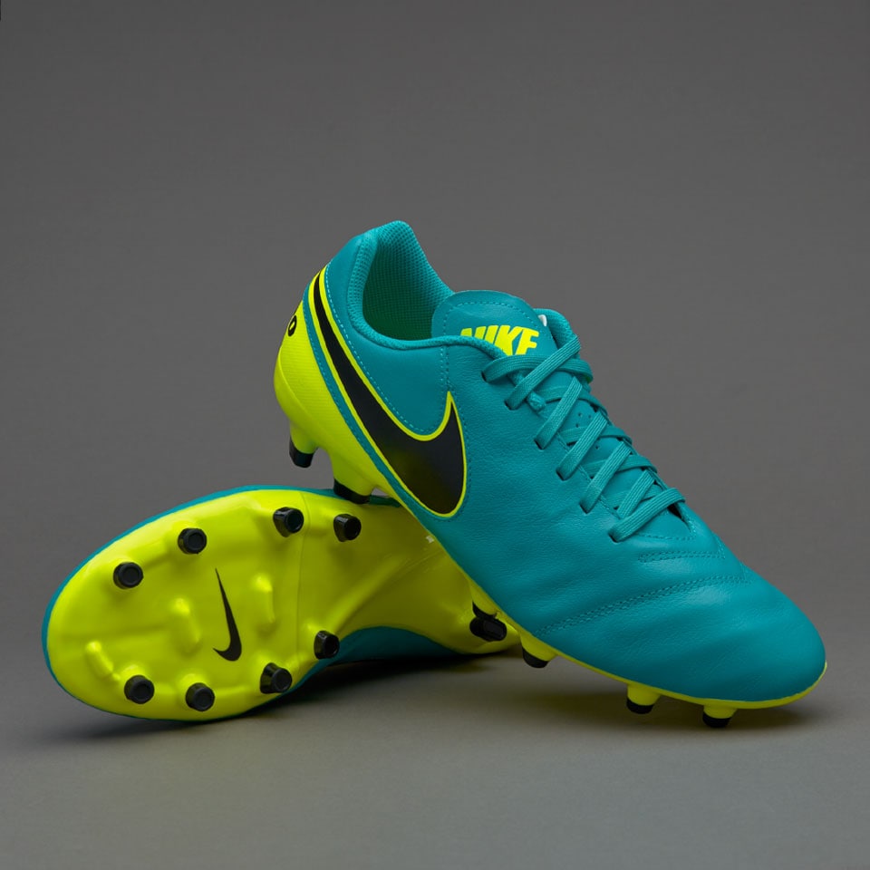 Nike Tiempo Genio II Leather FG Mens Mens Boots - Firm Ground - Clear Jade/Black/Volt