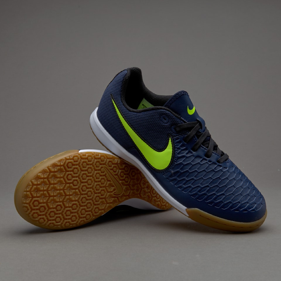 Nike Youths MagistaX Pro IC - Youths Soccer Cleats - Indoor Midnight Navy/Volt/Light Brown