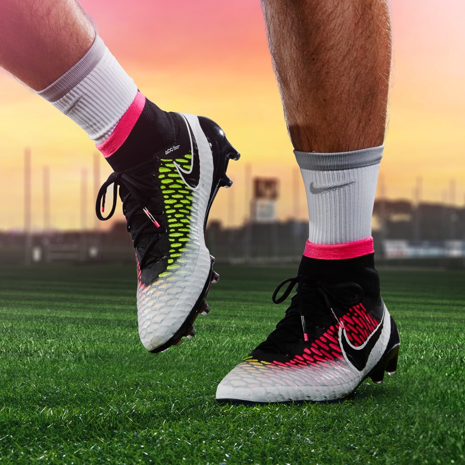 Nike Magista Obra - Mens Soccer Cleats - Ground White/Black/Pink Blast/Volt