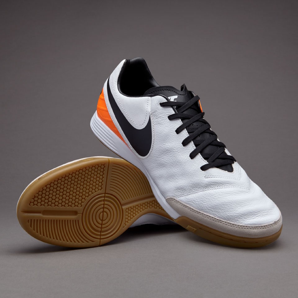Nike Tiempo Mystic V IC Mens Soccer Cleats Indoor - White/Black/Total Orange