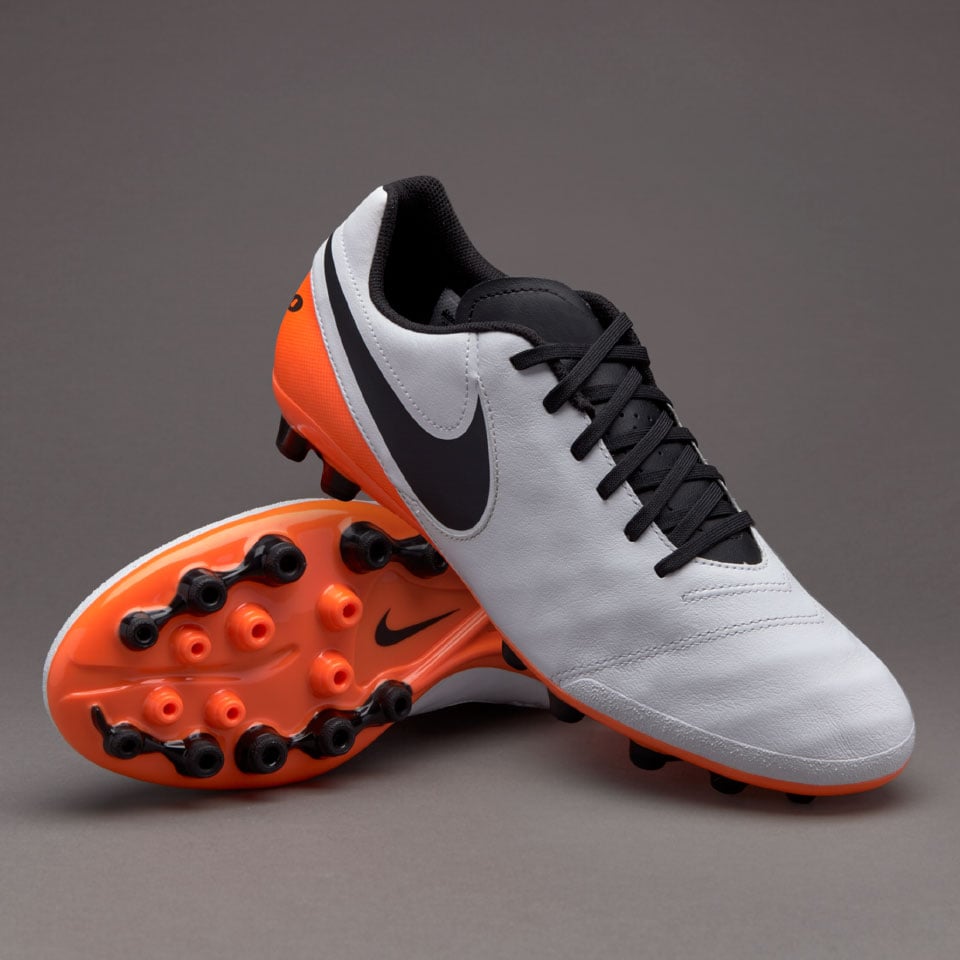 Nike Tiempo Genio II -Botas de fútbol-Blanco/Negro/Naranja total/Volt | Pro:Direct