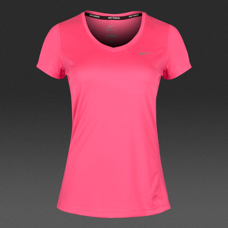 Nike Womens Miler V Neck Womens Clothing Hyper Pink Reflective Silver Pro Direct Running