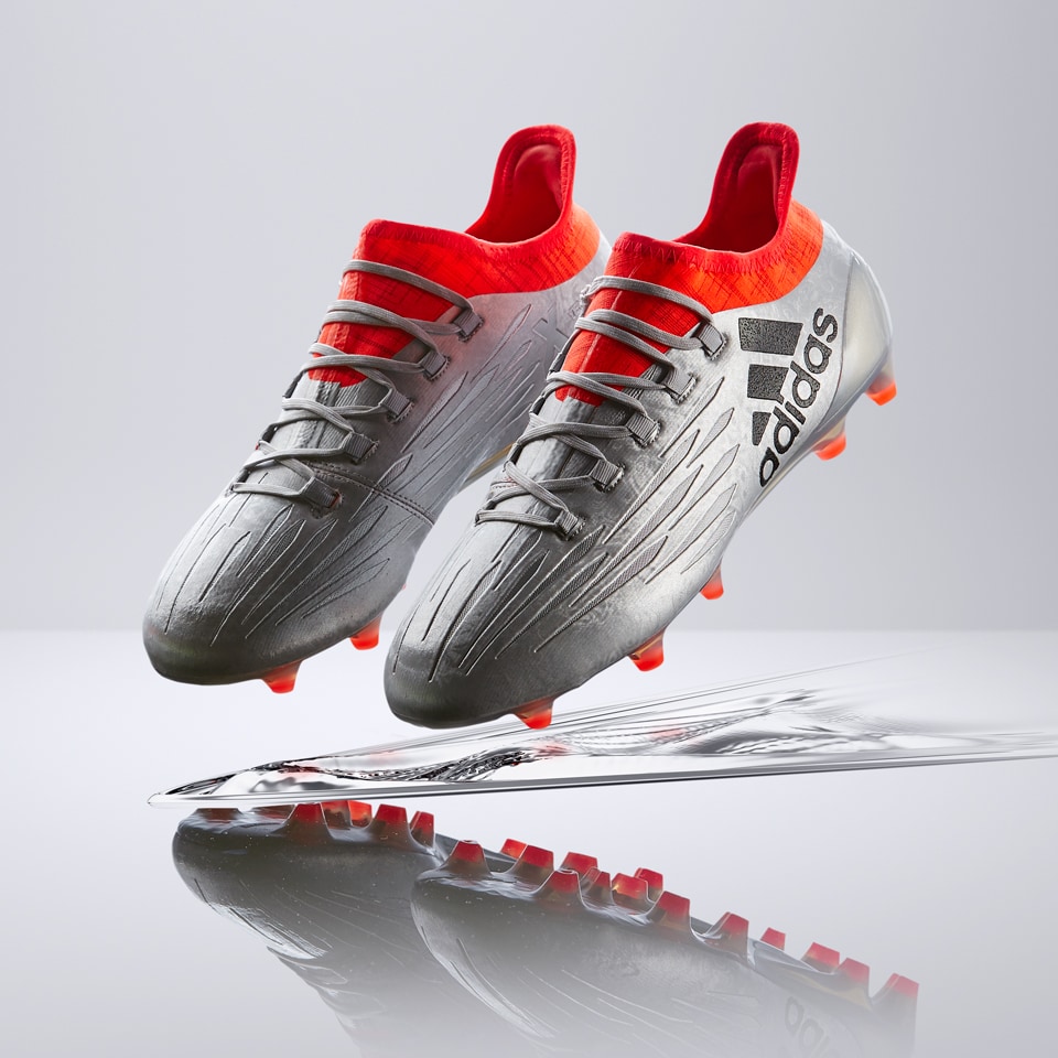 X FG/AG - Mens Soccer Cleats - Firm Ground - Silver Metallic/Core Black/Solar Red