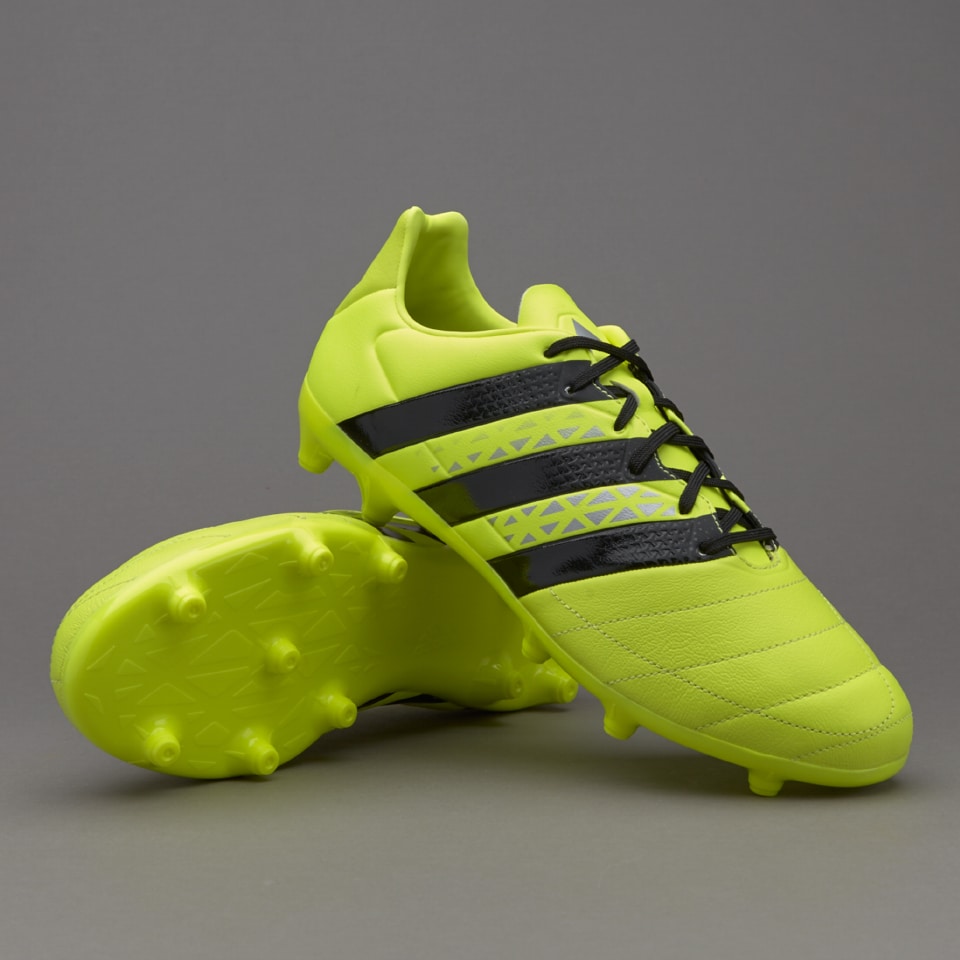 adidas ACE 16.3 FG/AG Piel- Botas fútbol-Terrenos firmes- Amarillo solar/Negro/Plateado | Pro:Direct Soccer