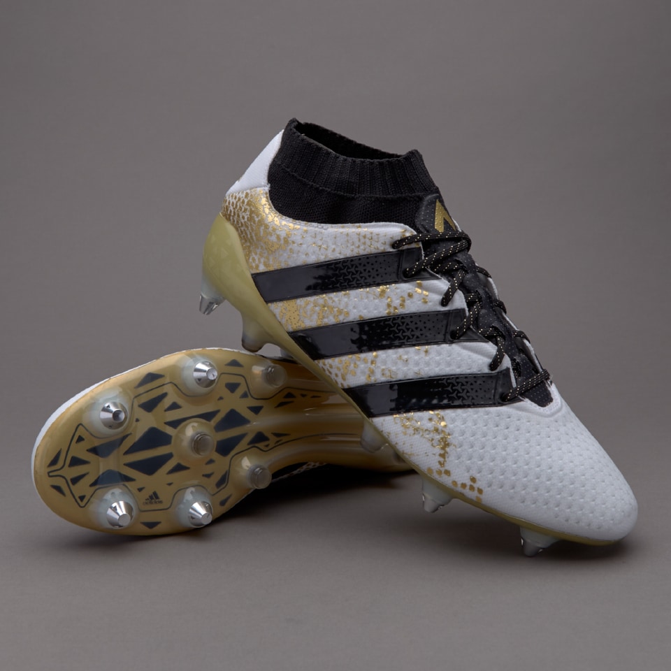 adidas ACE 16.1 Primeknit SG -Botas fútbol-Terrenos firmes-Blanco/Negro/ Dorado Pro:Direct Soccer