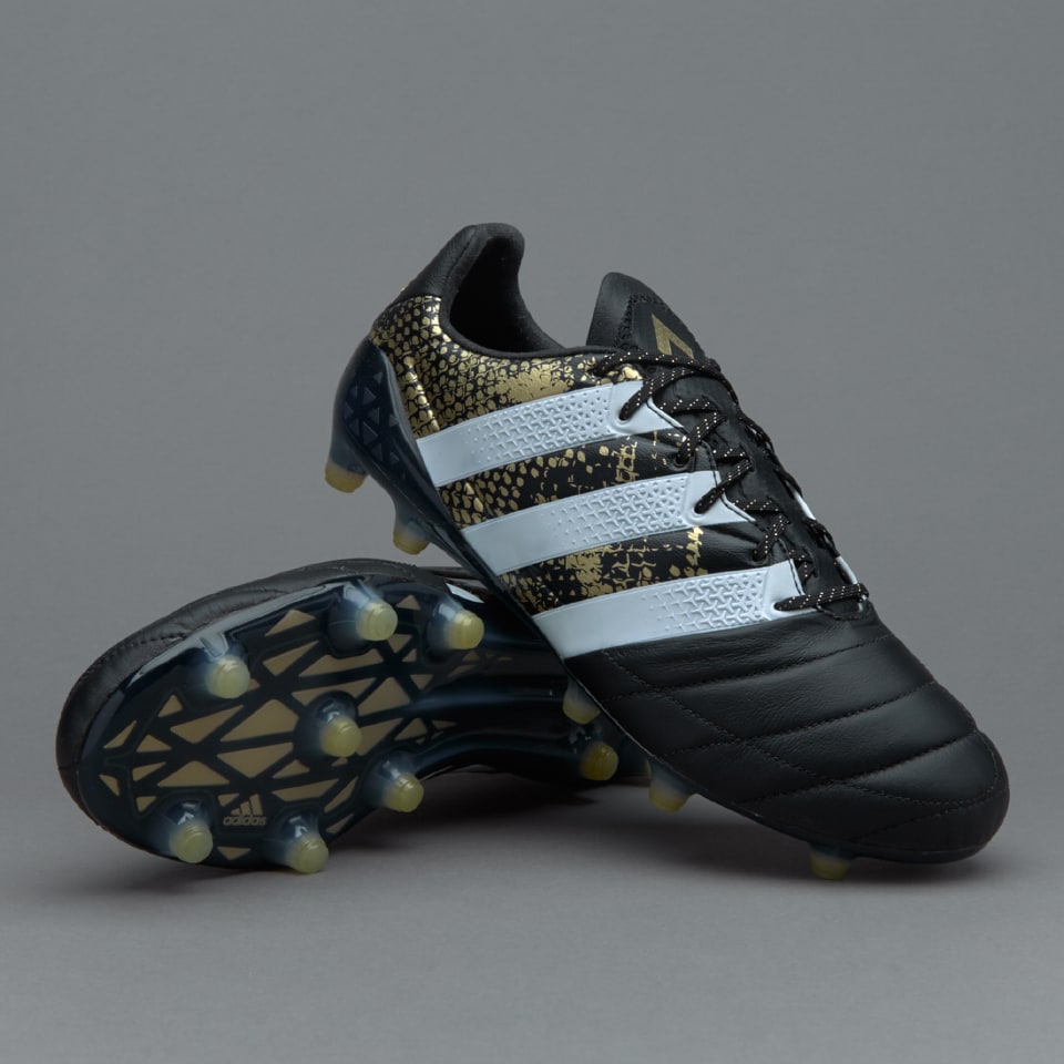 adidas ACE 16.1 FG Piel-Botas de firmes-Negro/Blanco/Dorado Pro:Direct Soccer